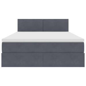 Förvaringssäng med madrass Mörkgrå 140 x 200 cm Sammet