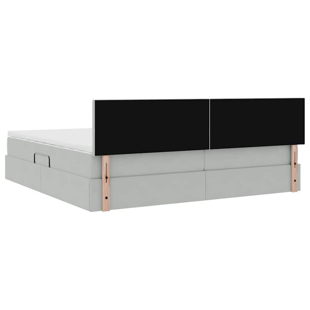 Förvaringssäng med madrass Ljusgrå 200 x 200 cm Sammet