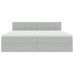 Förvaringssäng med madrass Ljusgrå 200 x 200 cm Sammet
