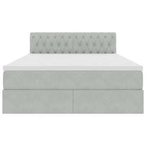 Förvaringssäng med madrass Ljusgrå 140 x 200 cm Sammet