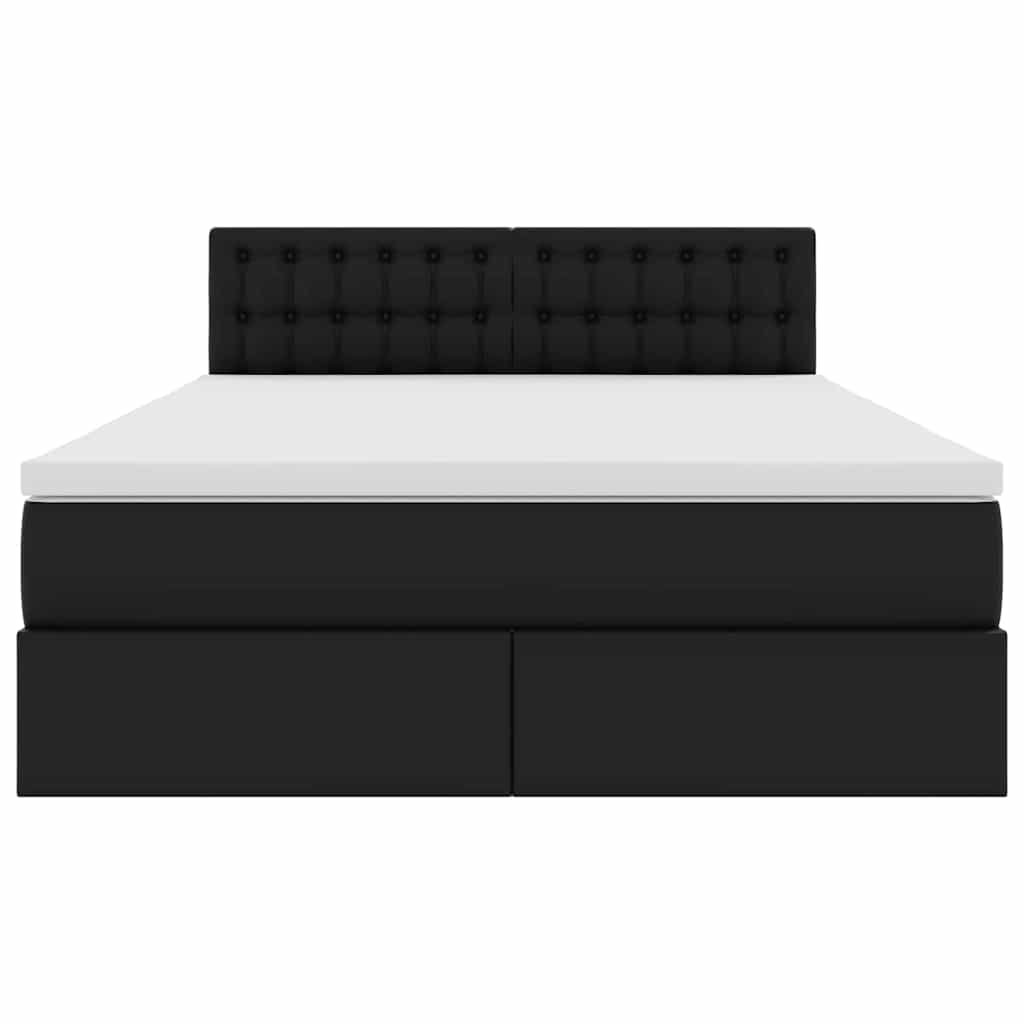 Förvaringssäng med LED Svart 140 x 200 cm Konstläder