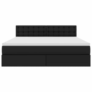 Förvaringssäng med LED Svart 160 x 200 cm Konstläder