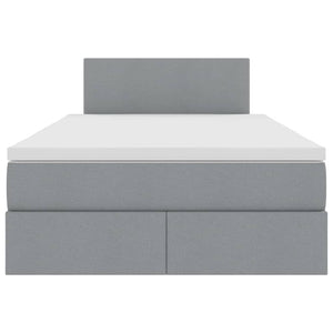 Förvaringssäng med LED Ljusgrå 120 x 200 cm Polyester