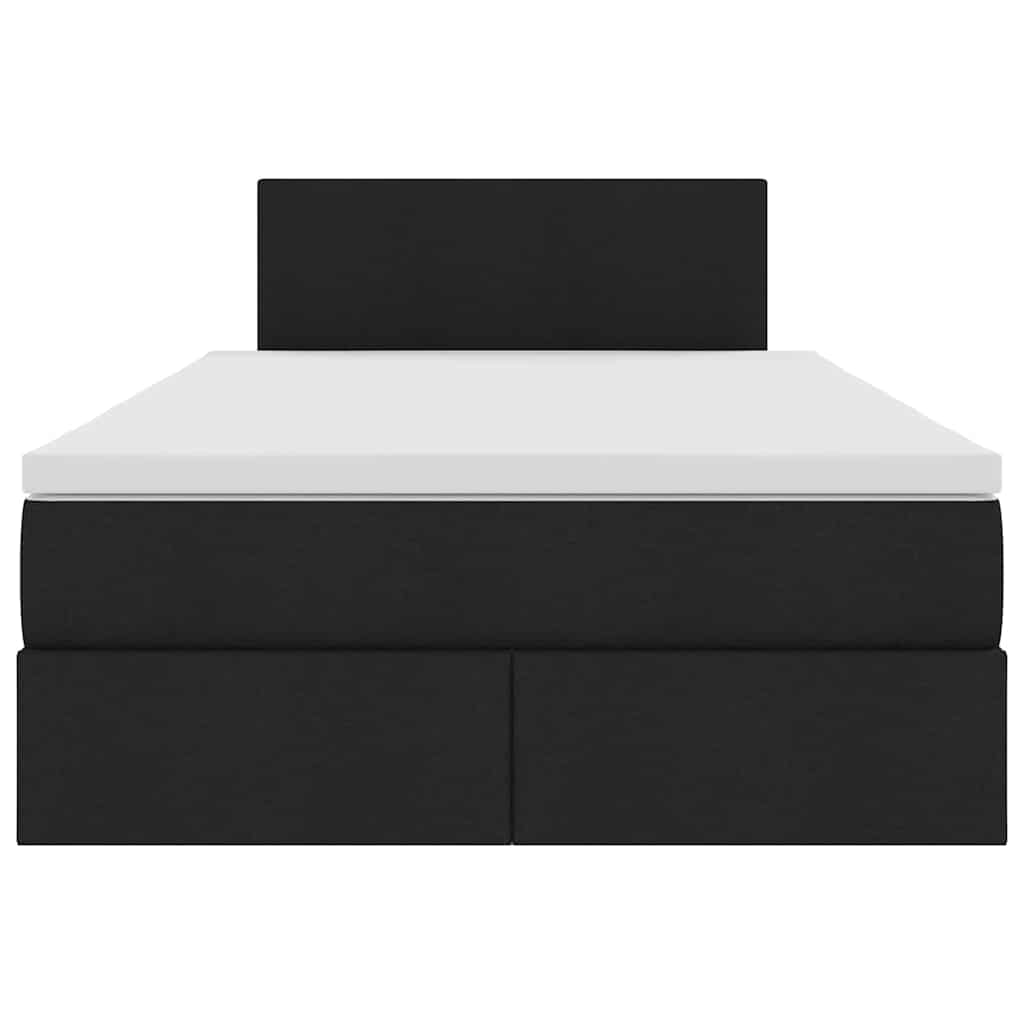 Förvaringssäng med LED med madrass Svart 120 x 200 cm Polyester