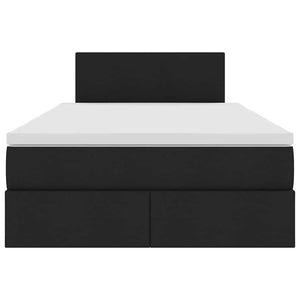 Förvaringssäng med LED med madrass Svart 120 x 200 cm Polyester