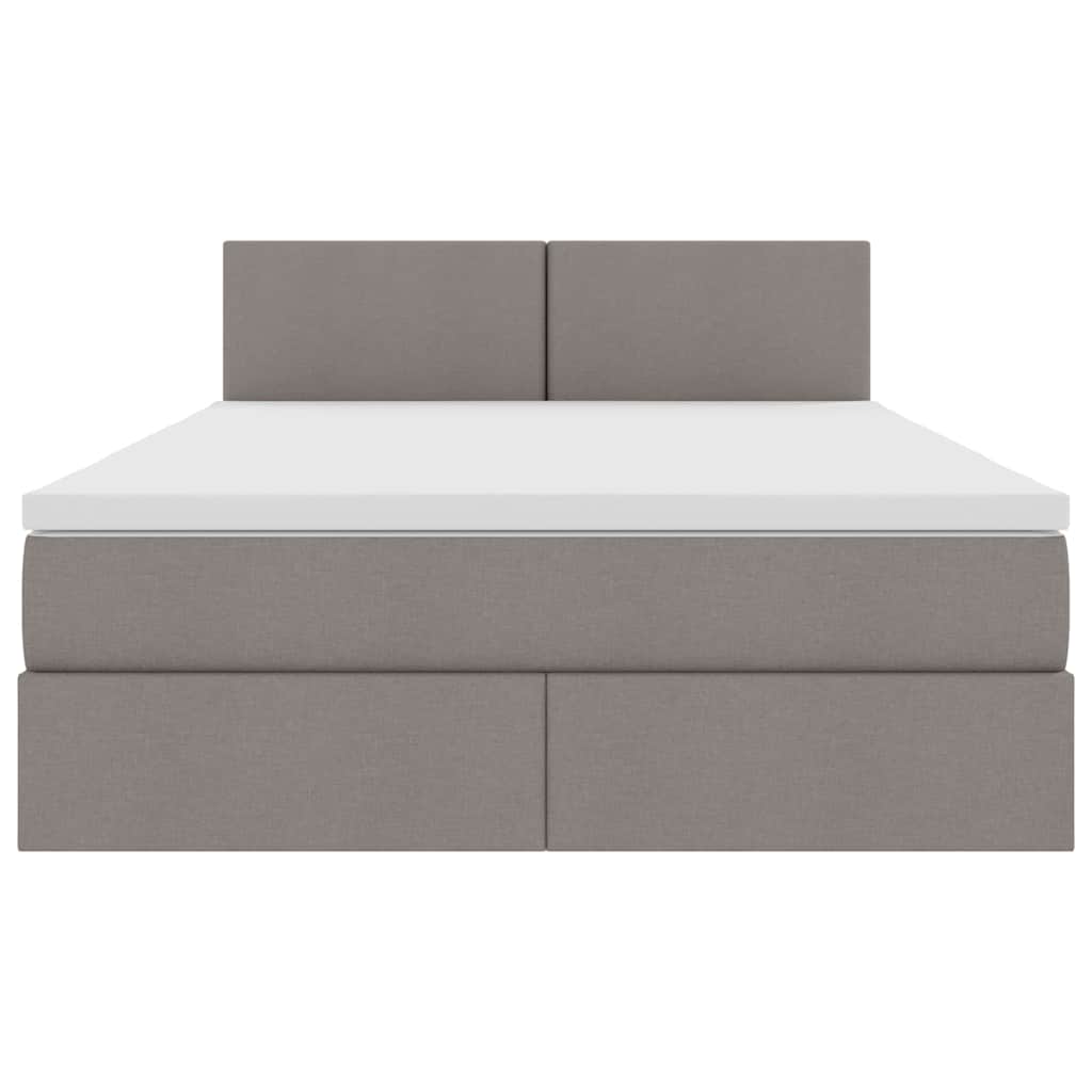 Förvaringssäng med LED med madrass Taupe 140 x 190 cm Polyester