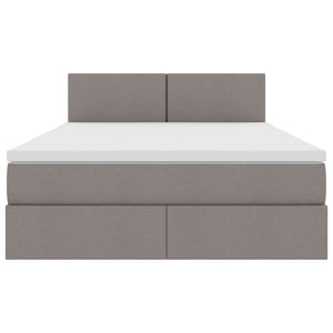 Förvaringssäng med LED med madrass Taupe 140 x 190 cm Polyester