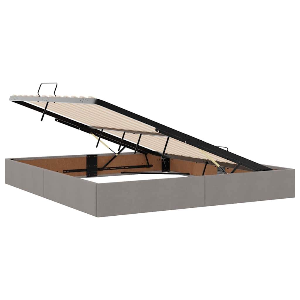 Förvaringssäng med LED med madrass Taupe 180 x 200 cm Polyester
