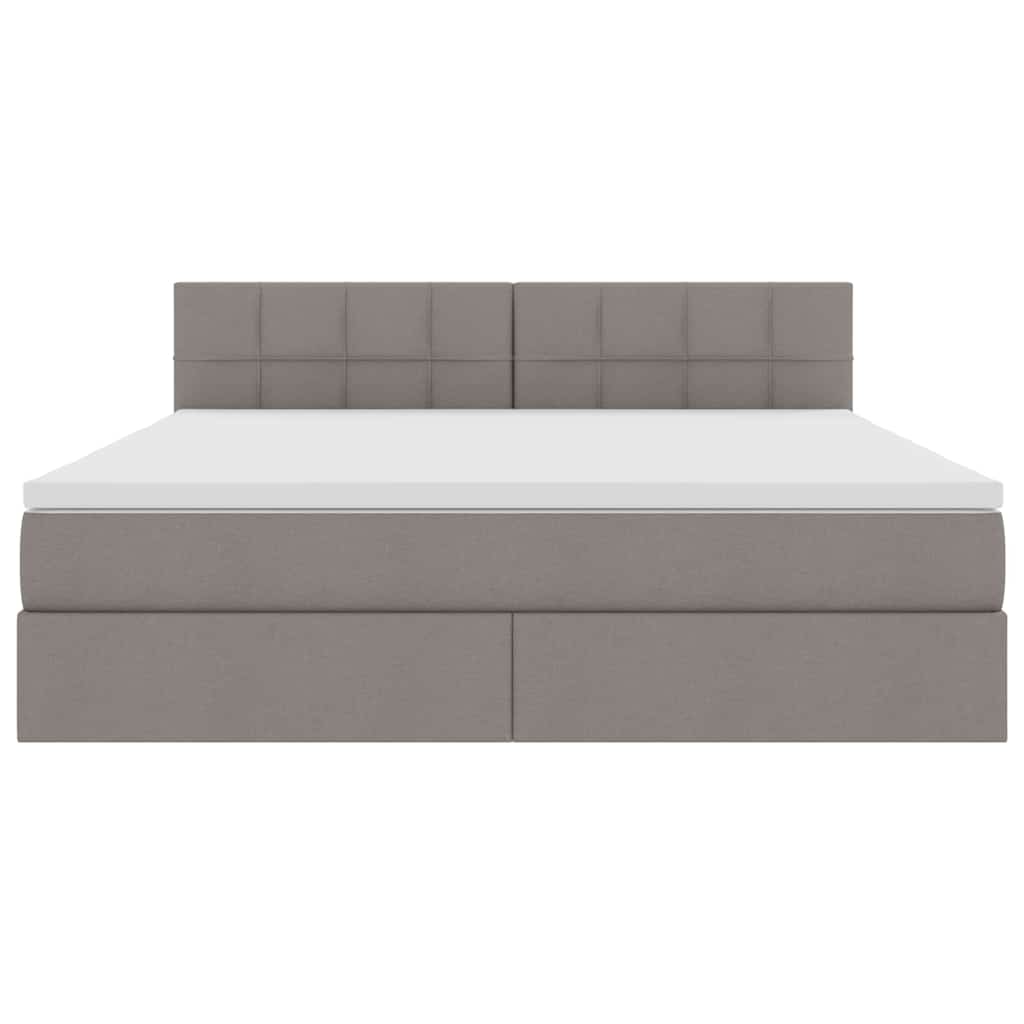 Förvaringssäng med LED med madrass Taupe 180 x 200 cm Polyester