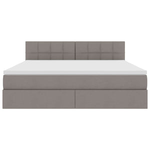 Förvaringssäng med LED med madrass Taupe 180 x 200 cm Polyester