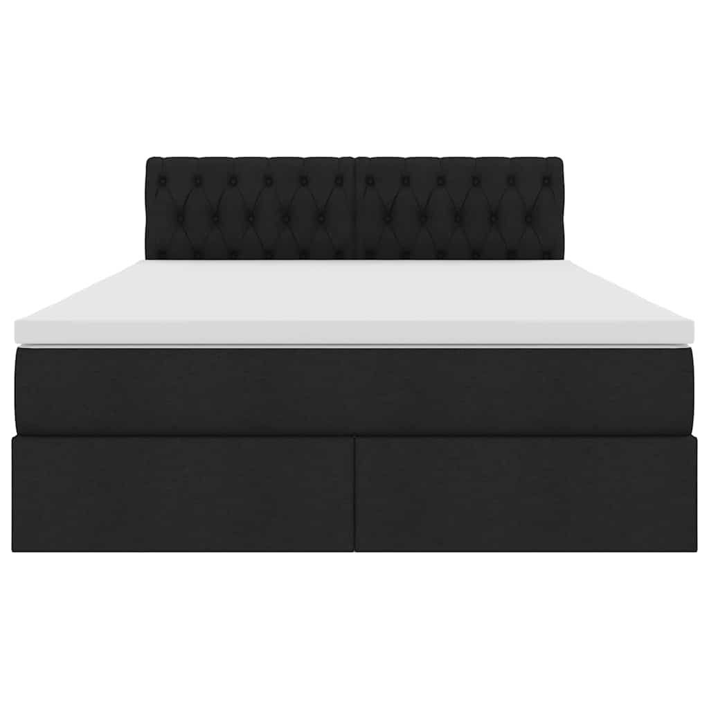 Förvaringssäng med LED med madrass Svart 140 x 190 cm Polyester