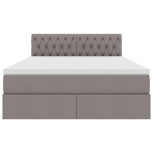 Förvaringssäng med LED med madrass Taupe 140 x 190 cm Polyester