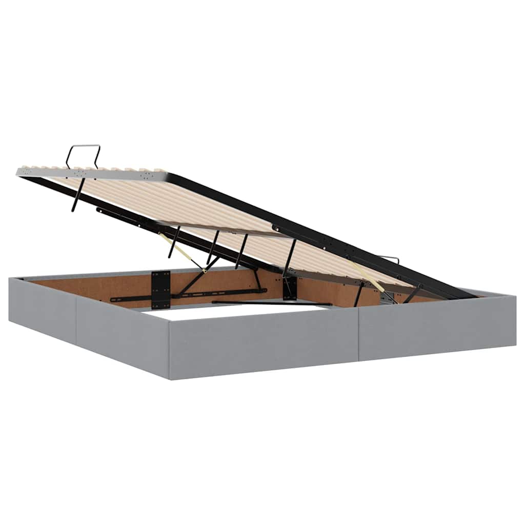Förvaringssäng med LED Ljusgrå 160 x 200 cm Polyester