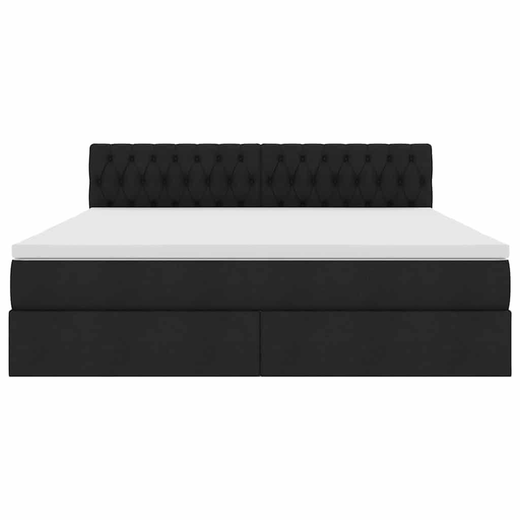 Förvaringssäng med LED med madrass Svart 160 x 200 cm Polyester