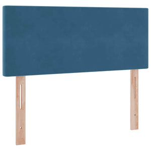 Förvaringssäng med LED med madrass Mörkblå 120 x 200 cm Sammet