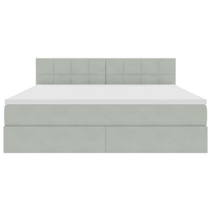 Förvaringssäng med LED med madrass Ljusgrå 180 x 200 cm Sammet