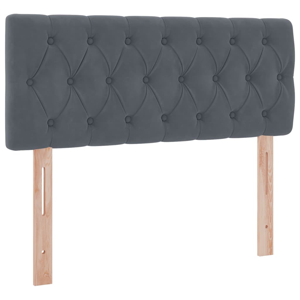 Förvaringssäng med LED med madrass Mörkgrå 120 x 200 cm Sammet