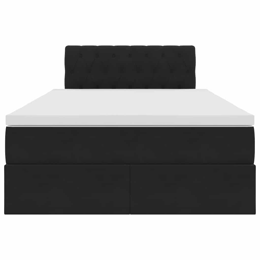 Förvaringssäng med LED med madrass Svart 120 x 200 cm Sammet