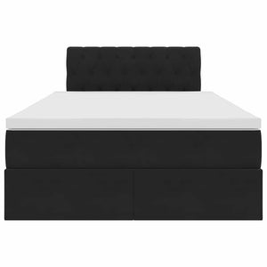 Förvaringssäng med LED med madrass Svart 120 x 200 cm Sammet