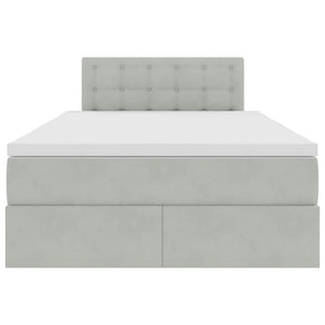 Förvaringssäng med LED med madrass Ljusgrå 120 x 200 cm Sammet