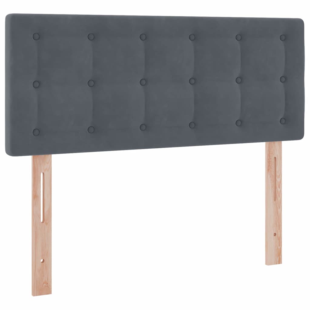 Förvaringssäng med LED med madrass Mörkgrå 120 x 200 cm Sammet