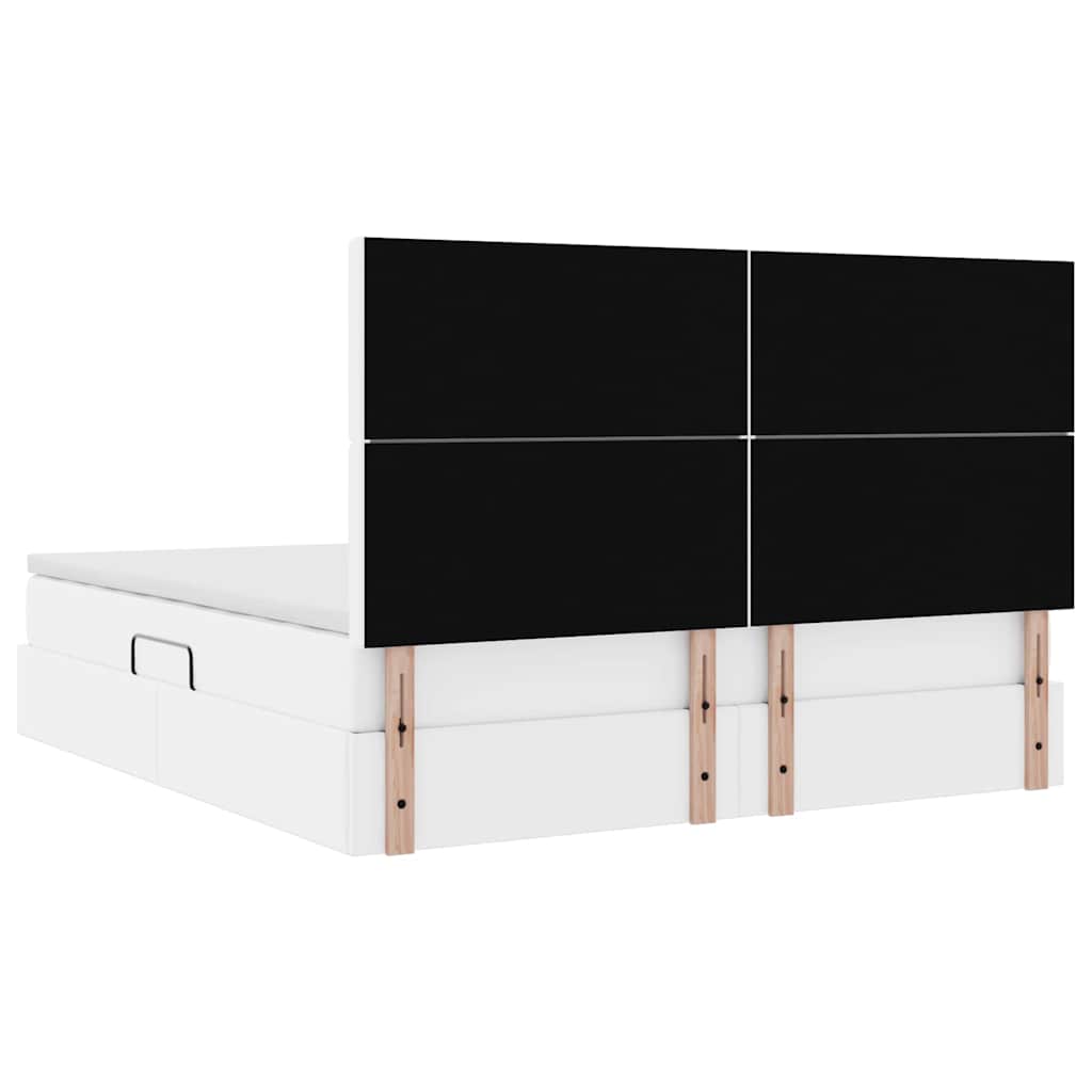 Förvaringssäng med madrass Ren Vit 180 x 200 cm Konstläder