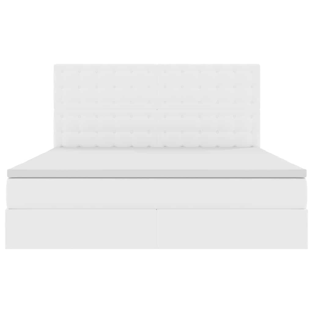 Förvaringssäng med madrass Ren Vit 180 x 200 cm Konstläder