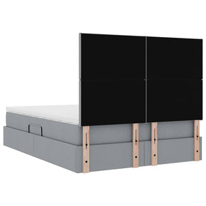 Förvaringssäng med madrass Ljusgrå 140 x 200 cm Polyester