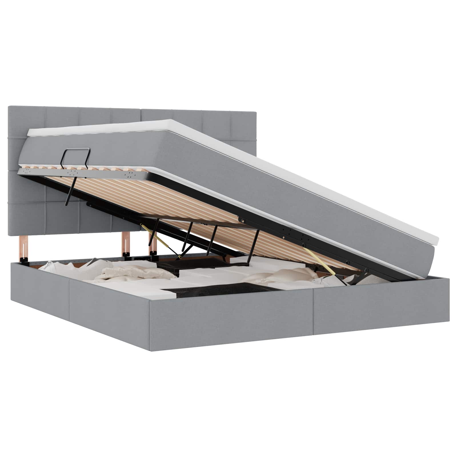 Förvaringssäng med madrass Ljusgrå 180 x 200 cm Polyester