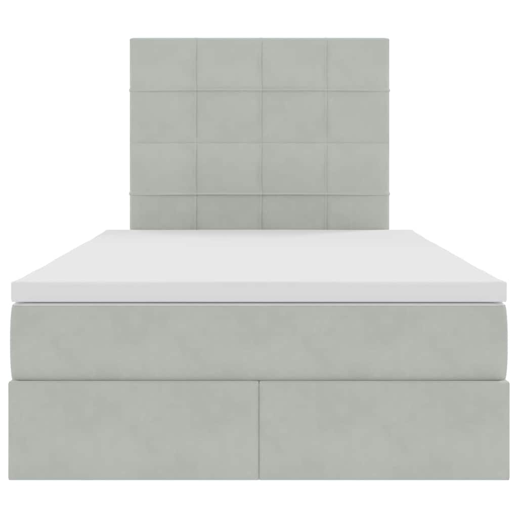 Förvaringssäng med madrass Ljusgrå 120 x 200 cm Sammet