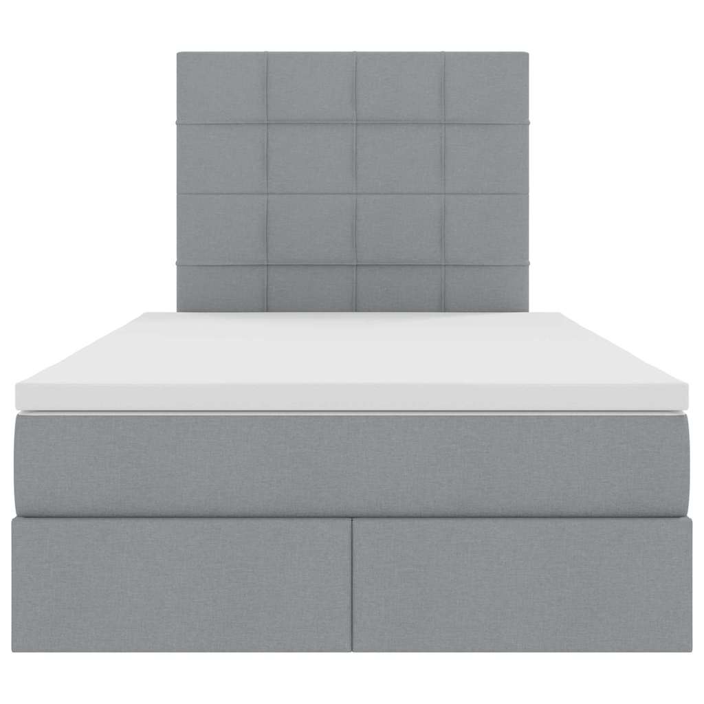 Förvaringssäng med LED Ljusgrå 120 x 200 cm Polyester