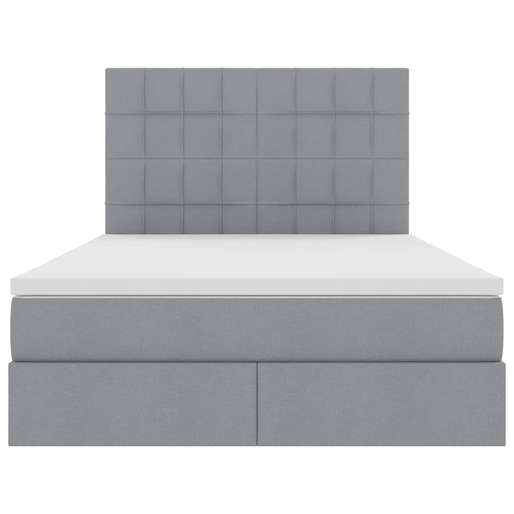 Förvaringssäng med LED Ljusgrå 140 x 190 cm Polyester