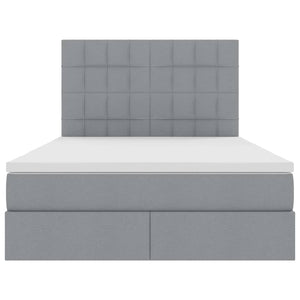 Förvaringssäng med LED Ljusgrå 140 x 190 cm Polyester