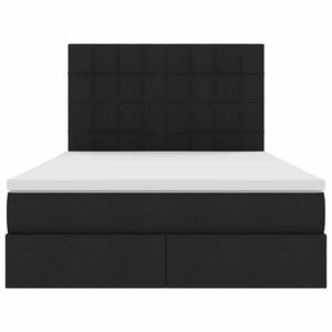 Förvaringssäng med LED med madrass Svart 140 x 200 cm Polyester