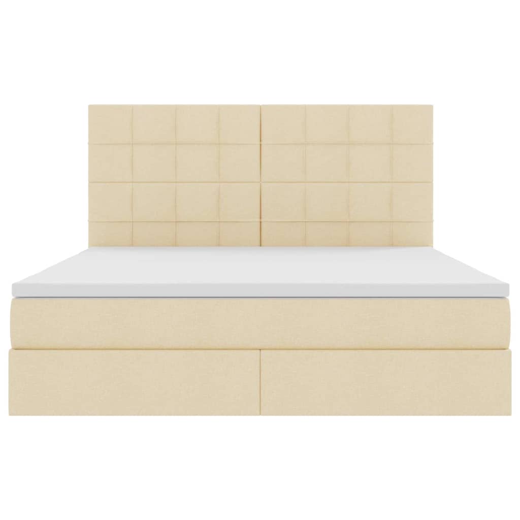 Förvaringssäng med LED med madrass Kräm 160 x 200 cm Polyester