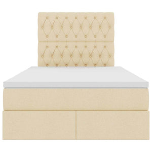 Förvaringssäng med LED med madrass Kräm 120 x 200 cm Polyester