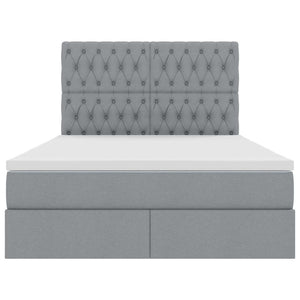 Förvaringssäng med LED Ljusgrå 140 x 190 cm Polyester