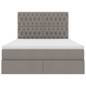 Förvaringssäng med LED med madrass Taupe 140 x 190 cm Polyester