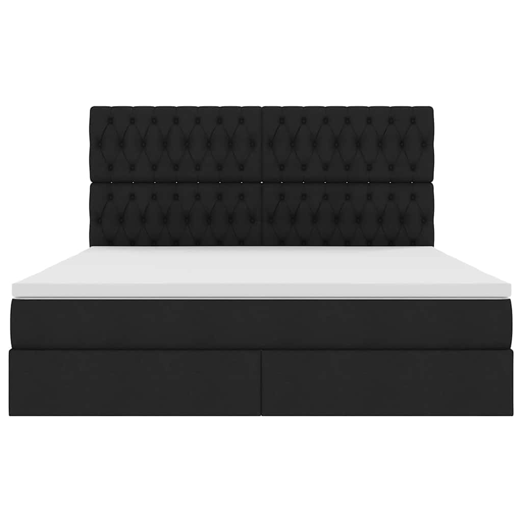 Förvaringssäng med LED med madrass Svart 160 x 200 cm Polyester