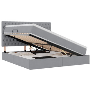 Förvaringssäng med LED Ljusgrå 180 x 200 cm Polyester