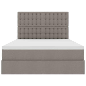 Förvaringssäng med LED med madrass Taupe 140 x 190 cm Polyester