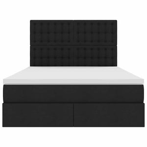 Förvaringssäng med LED med madrass Svart 140 x 200 cm Polyester
