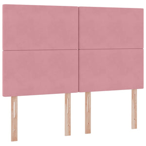 Förvaringssäng med LED med madrass Rosa 140 x 190 cm Sammet