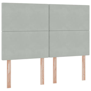 Förvaringssäng med LED med madrass Ljusgrå 140 x 200 cm Sammet