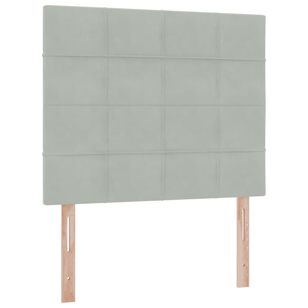 Förvaringssäng med LED med madrass Ljusgrå 120 x 200 cm Sammet