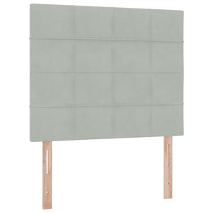 Förvaringssäng med LED med madrass Ljusgrå 120 x 200 cm Sammet