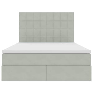 Förvaringssäng med LED med madrass Ljusgrå 140 x 190 cm Sammet