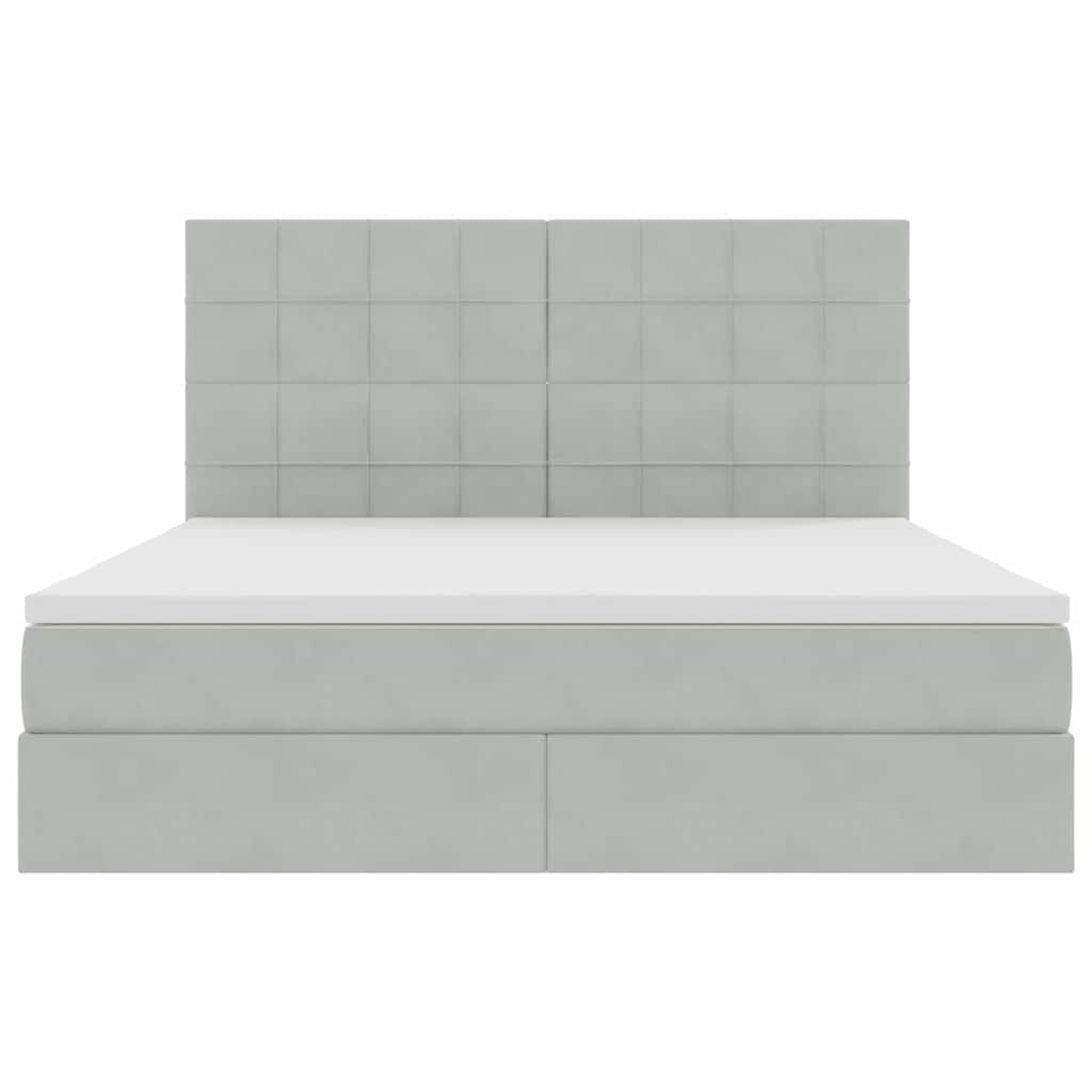 Förvaringssäng med LED med madrass Ljusgrå 180 x 200 cm Sammet