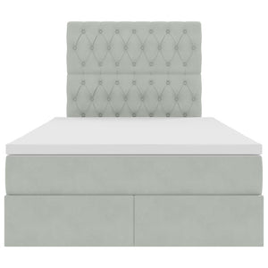 Förvaringssäng med LED med madrass Ljusgrå 120 x 200 cm Sammet