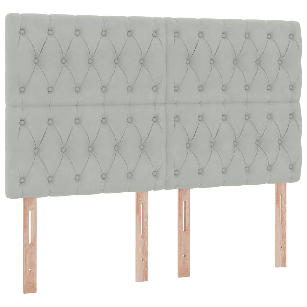 Förvaringssäng med LED med madrass Ljusgrå 140 x 200 cm Sammet